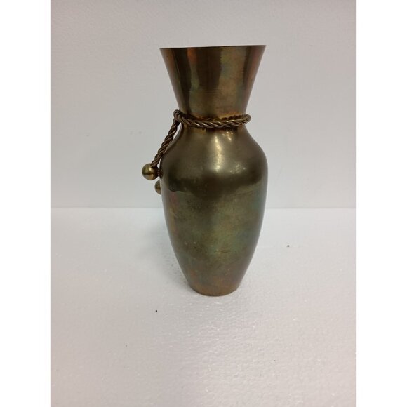 Vintage Gatco Solid Brass Twisted Rope Tassel Accent Gold Tone Bud Vase MCM - Picture 5 of 9
